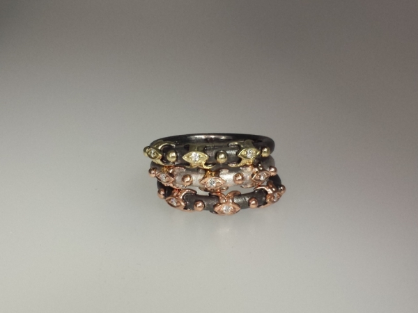 Stacking Rings with Diamonds by Makur